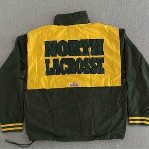 North‎ Lacrosse Boathouse Jacket Medium Yellow 1/4 Zip Green Custom Windbreaker